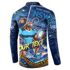 Personalised Mascot NSW Blues Rugby Button Sweatshirt Aboriginal Galaxy