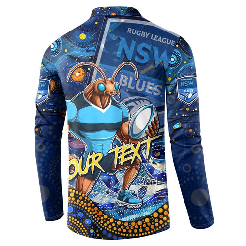 Personalised Mascot NSW Blues Rugby Button Sweatshirt Aboriginal Galaxy
