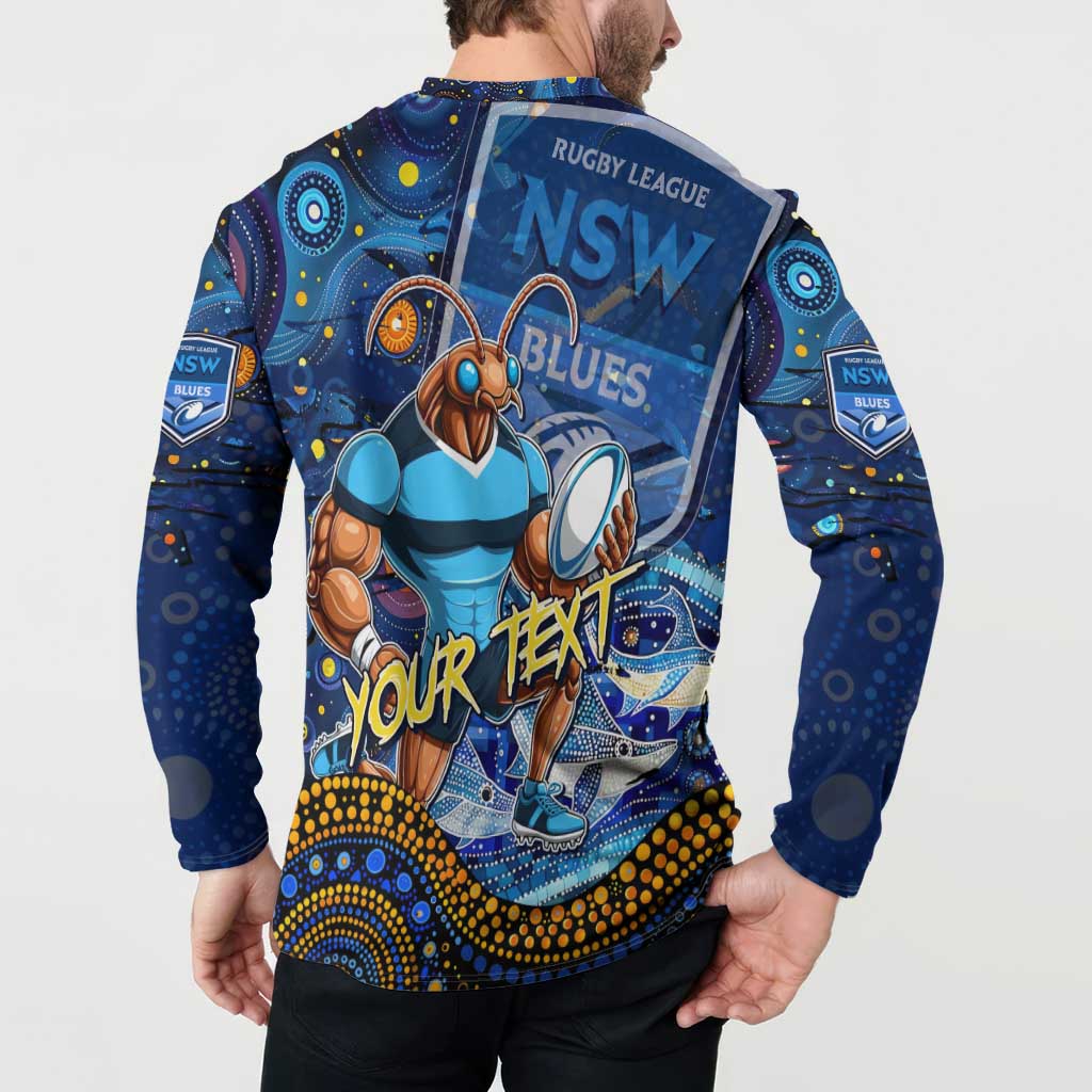 Personalised Mascot NSW Blues Rugby Button Sweatshirt Aboriginal Galaxy