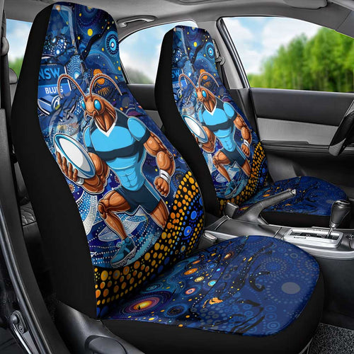 Mascot NSW Blues Rugby Car Seat Cover Aboriginal Galaxy