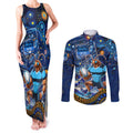 Personalised Mascot NSW Blues Rugby Couples Matching Tank Maxi Dress and Long Sleeve Button Shirt Aboriginal Galaxy