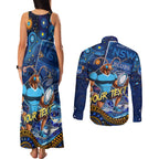Personalised Mascot NSW Blues Rugby Couples Matching Tank Maxi Dress and Long Sleeve Button Shirt Aboriginal Galaxy