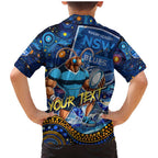 Personalised Mascot NSW Blues Rugby Family Matching Mermaid Dress and Hawaiian Shirt Aboriginal Galaxy