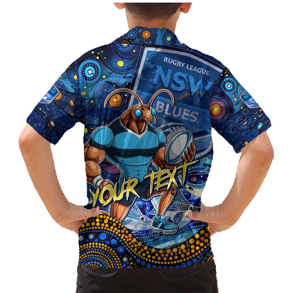 Personalised Mascot NSW Blues Rugby Family Matching Mermaid Dress and Hawaiian Shirt Aboriginal Galaxy