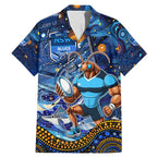 Personalised Mascot NSW Blues Rugby Family Matching Mermaid Dress and Hawaiian Shirt Aboriginal Galaxy