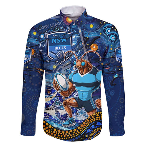 Personalised Mascot NSW Blues Rugby Family Matching Mermaid Dress and Hawaiian Shirt Aboriginal Galaxy