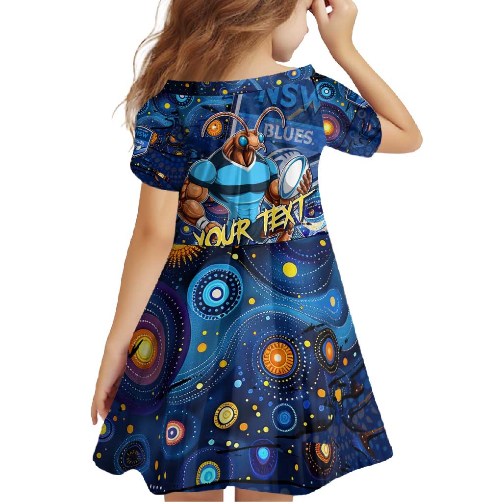Personalised Mascot NSW Blues Rugby Family Matching Off Shoulder Maxi Dress and Hawaiian Shirt Aboriginal Galaxy