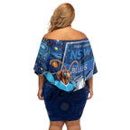 Personalised Mascot NSW Blues Rugby Family Matching Off Shoulder Short Dress and Hawaiian Shirt Aboriginal Galaxy