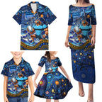 Personalised Mascot NSW Blues Rugby Family Matching Puletasi and Hawaiian Shirt Aboriginal Galaxy