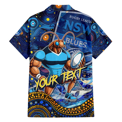 Personalised Mascot NSW Blues Rugby Family Matching Puletasi and Hawaiian Shirt Aboriginal Galaxy