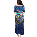 Personalised Mascot NSW Blues Rugby Family Matching Puletasi and Hawaiian Shirt Aboriginal Galaxy