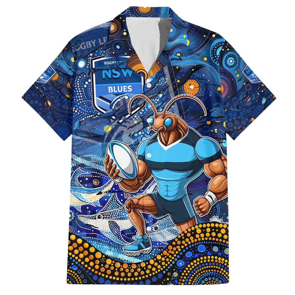 Personalised Mascot NSW Blues Rugby Family Matching Summer Maxi Dress and Hawaiian Shirt Aboriginal Galaxy