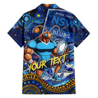 Personalised Mascot NSW Blues Rugby Family Matching Summer Maxi Dress and Hawaiian Shirt Aboriginal Galaxy