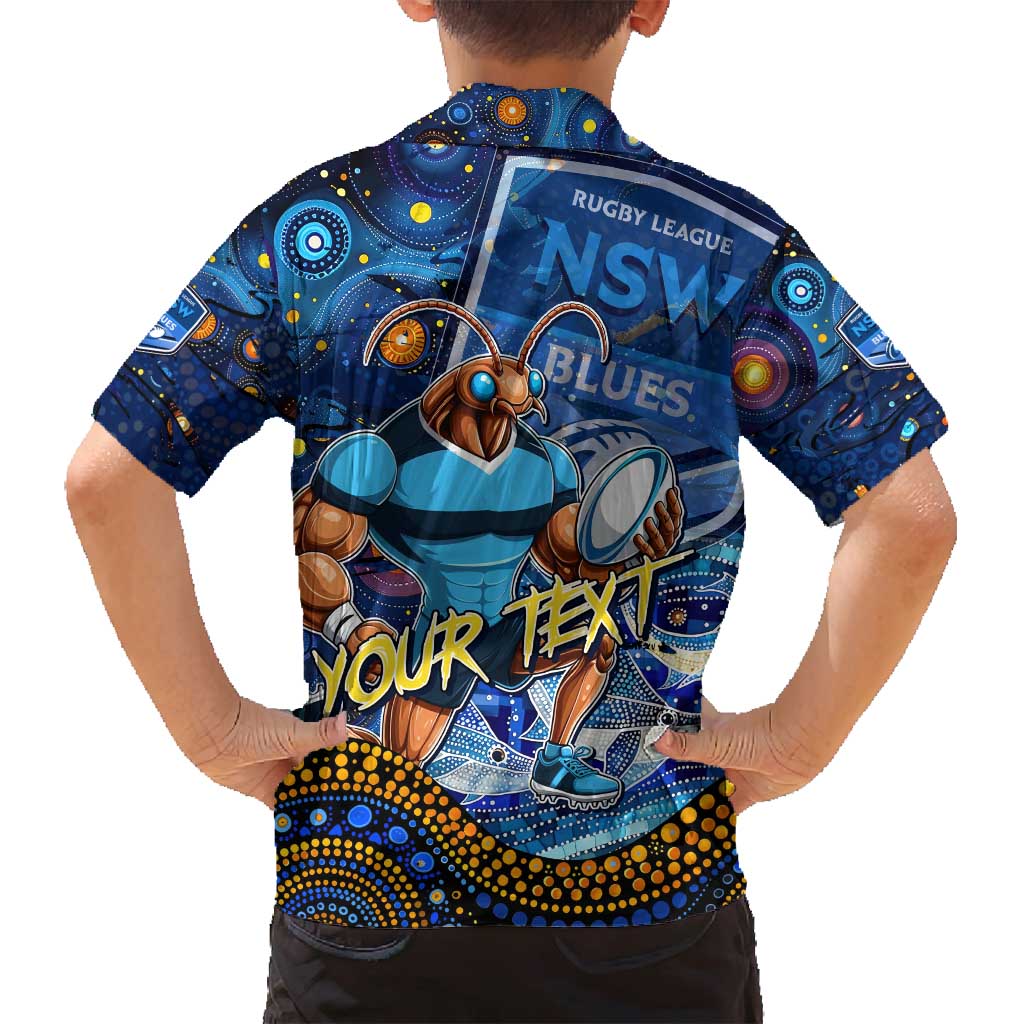 Personalised Mascot NSW Blues Rugby Family Matching Tank Maxi Dress and Hawaiian Shirt Aboriginal Galaxy