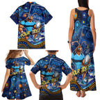 Personalised Mascot NSW Blues Rugby Family Matching Tank Maxi Dress and Hawaiian Shirt Aboriginal Galaxy