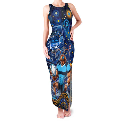 Personalised Mascot NSW Blues Rugby Family Matching Tank Maxi Dress and Hawaiian Shirt Aboriginal Galaxy