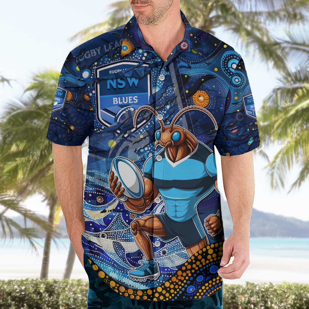 Personalised Mascot NSW Blues Rugby Hawaiian Shirt Aboriginal Galaxy