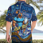 Personalised Mascot NSW Blues Rugby Hawaiian Shirt Aboriginal Galaxy