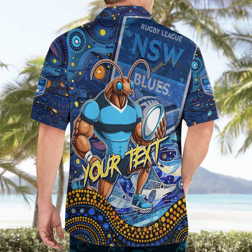 Personalised Mascot NSW Blues Rugby Hawaiian Shirt Aboriginal Galaxy