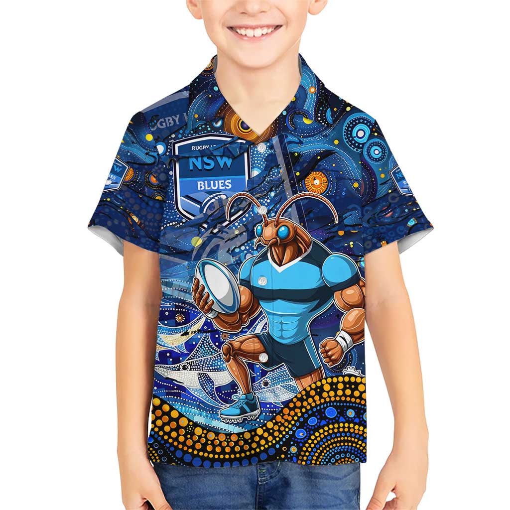 Personalised Mascot NSW Blues Rugby Hawaiian Shirt Aboriginal Galaxy