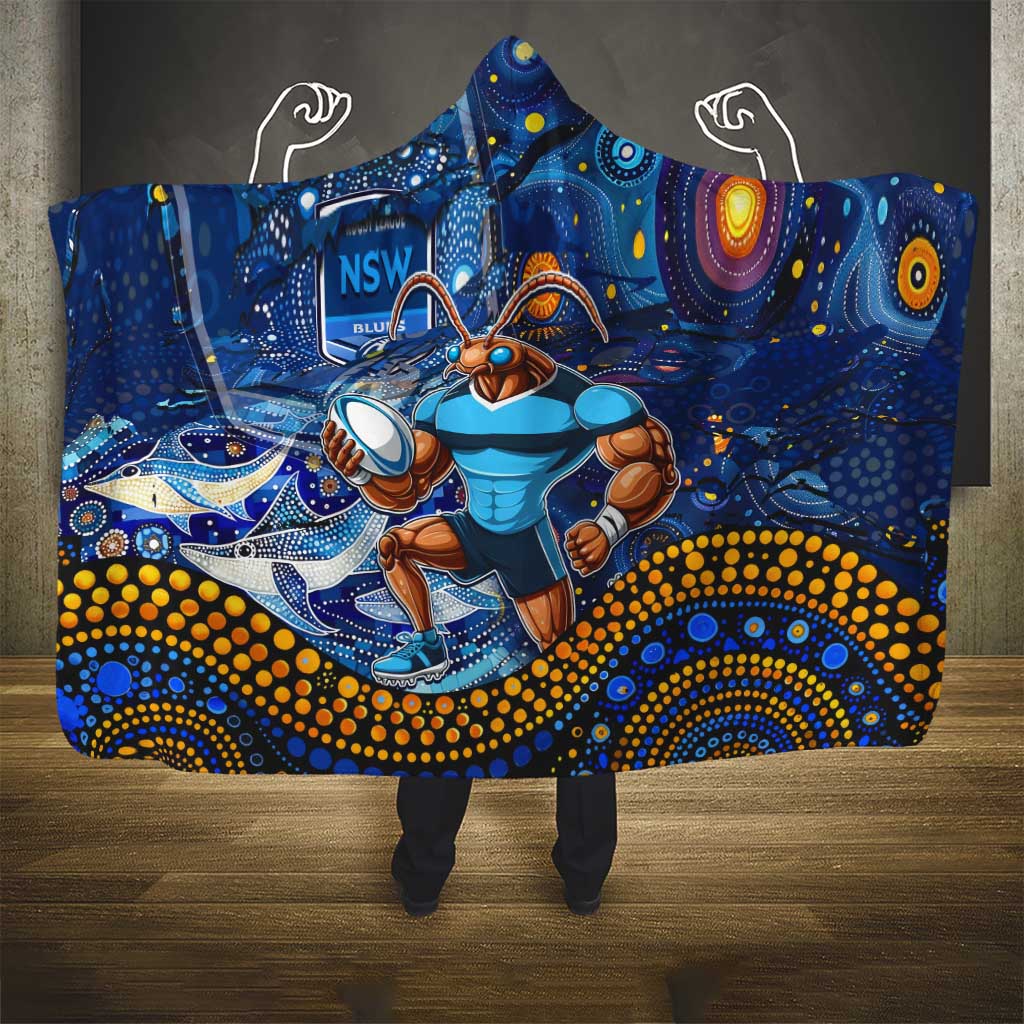 Mascot NSW Blues Rugby Hooded Blanket Aboriginal Galaxy