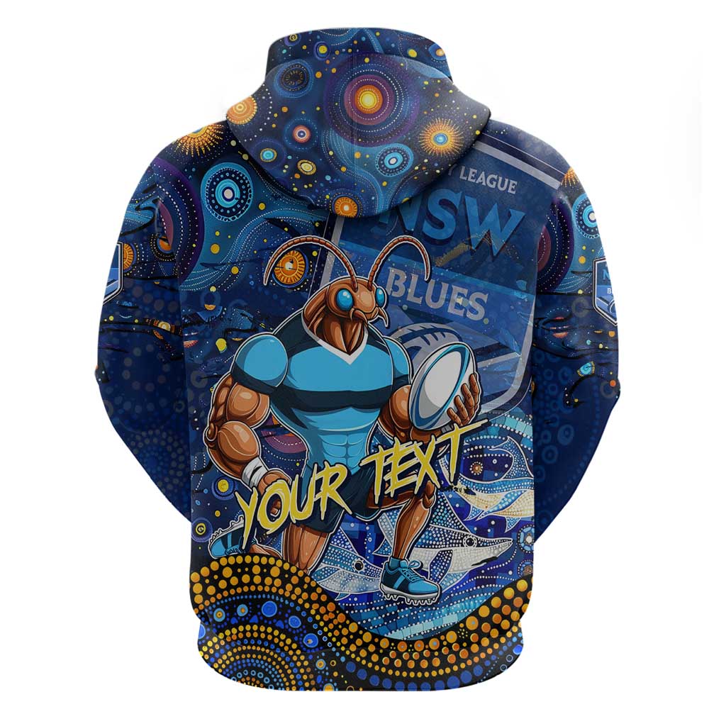 Personalised Mascot NSW Blues Rugby Hoodie Aboriginal Galaxy