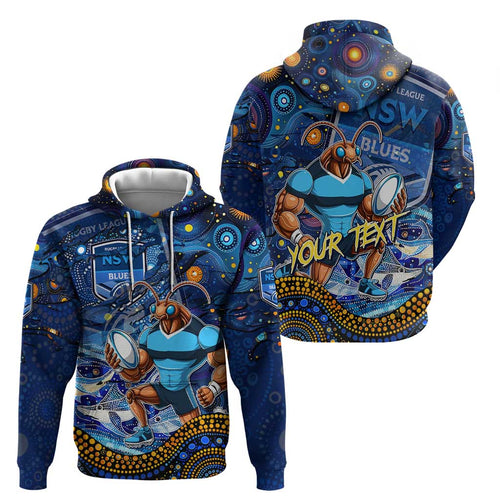 Personalised Mascot NSW Blues Rugby Hoodie Aboriginal Galaxy