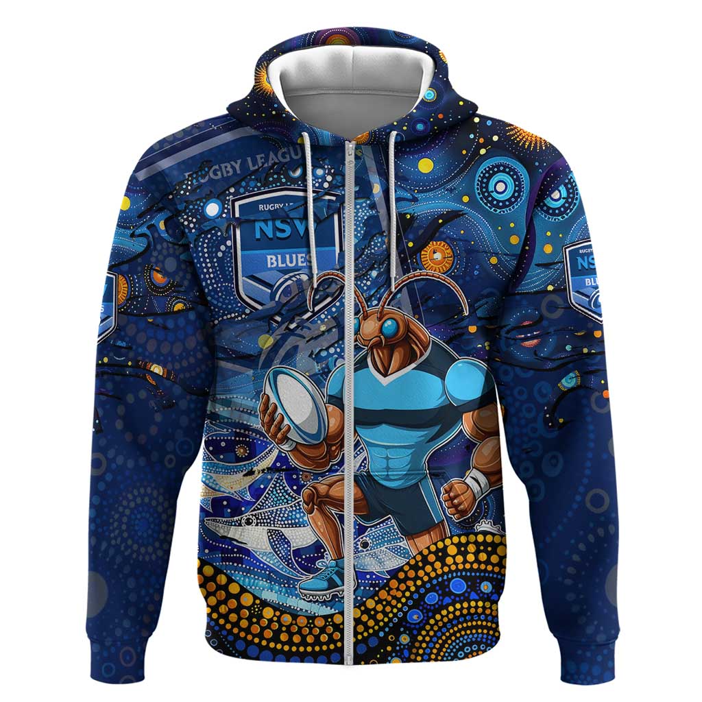 Personalised Mascot NSW Blues Rugby Hoodie Aboriginal Galaxy