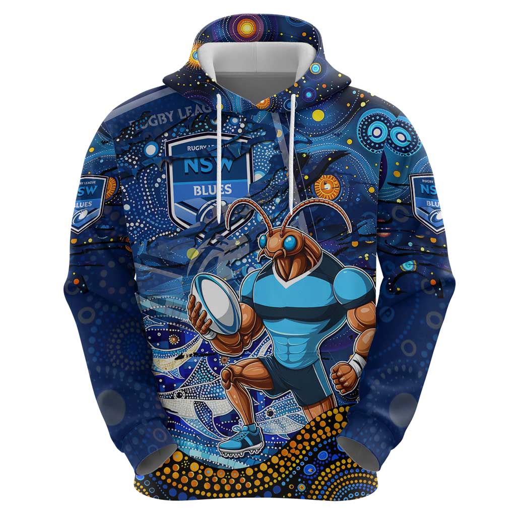 Personalised Mascot NSW Blues Rugby Hoodie Aboriginal Galaxy