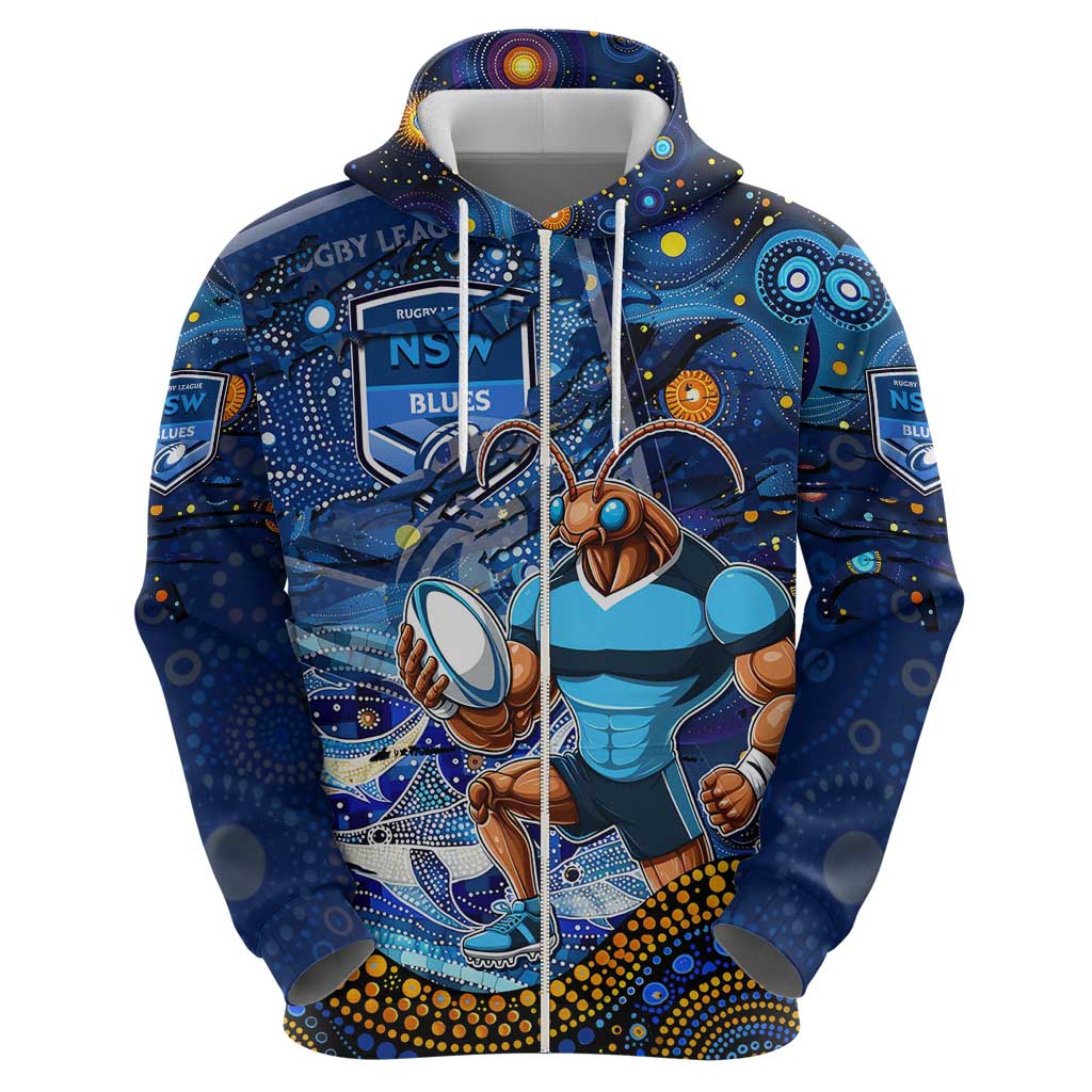 Personalised Mascot NSW Blues Rugby Hoodie Aboriginal Galaxy