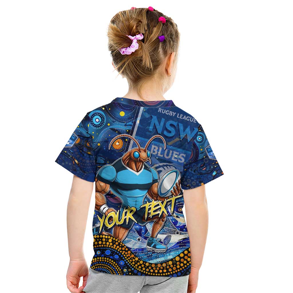 Personalised Mascot NSW Blues Rugby Kid T Shirt Aboriginal Galaxy