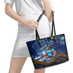 Mascot NSW Blues Rugby Leather Tote Bag Aboriginal Galaxy