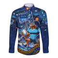 Personalised Mascot NSW Blues Rugby Long Sleeve Button Shirt Aboriginal Galaxy