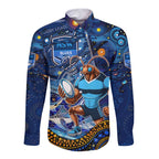 Personalised Mascot NSW Blues Rugby Long Sleeve Button Shirt Aboriginal Galaxy