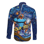 Personalised Mascot NSW Blues Rugby Long Sleeve Button Shirt Aboriginal Galaxy