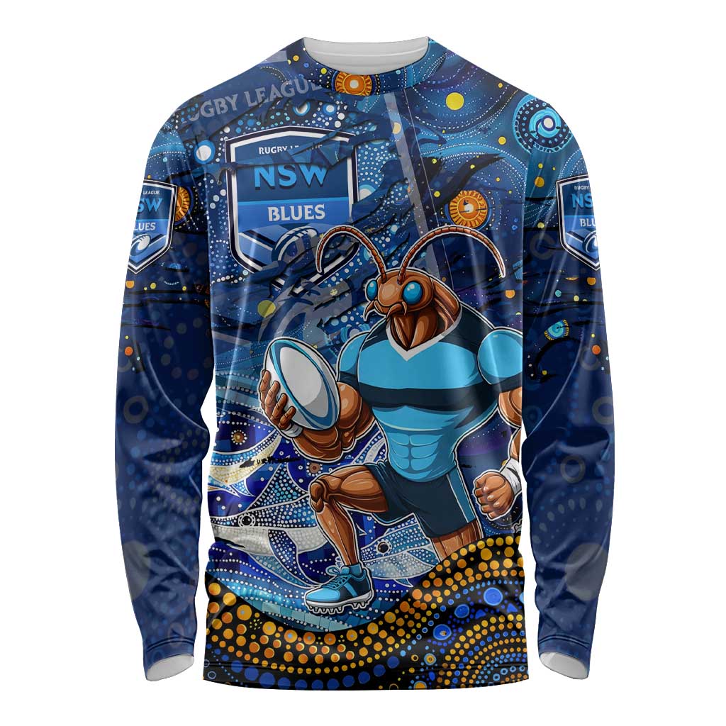 Personalised Mascot NSW Blues Rugby Long Sleeve Shirt Aboriginal Galaxy