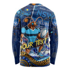 Personalised Mascot NSW Blues Rugby Long Sleeve Shirt Aboriginal Galaxy