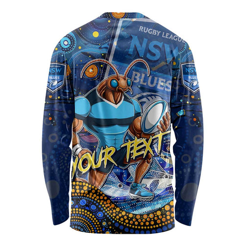 Personalised Mascot NSW Blues Rugby Long Sleeve Shirt Aboriginal Galaxy