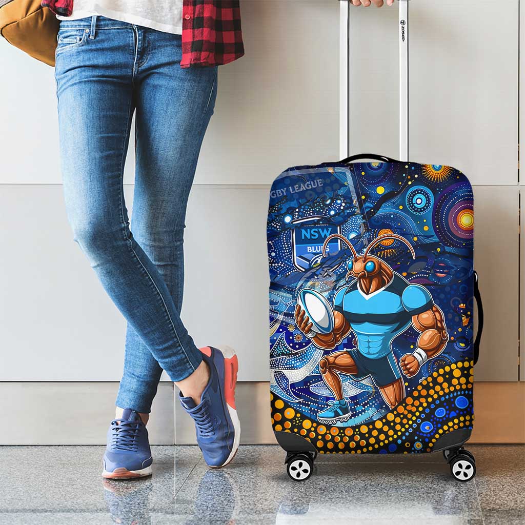 Mascot NSW Blues Rugby Luggage Cover Aboriginal Galaxy