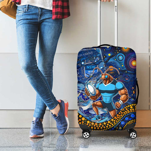 Mascot NSW Blues Rugby Luggage Cover Aboriginal Galaxy