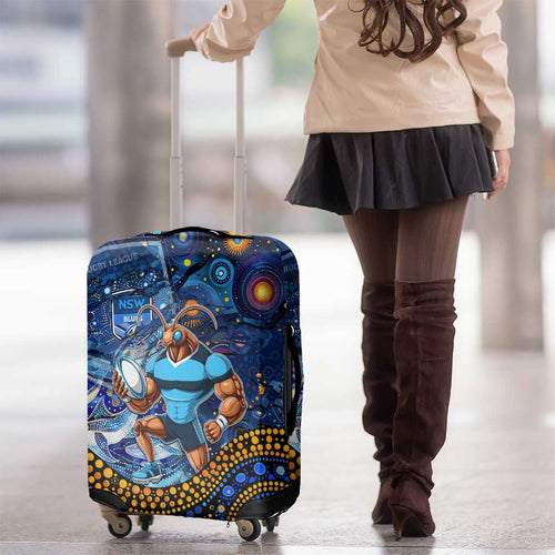 Mascot NSW Blues Rugby Luggage Cover Aboriginal Galaxy