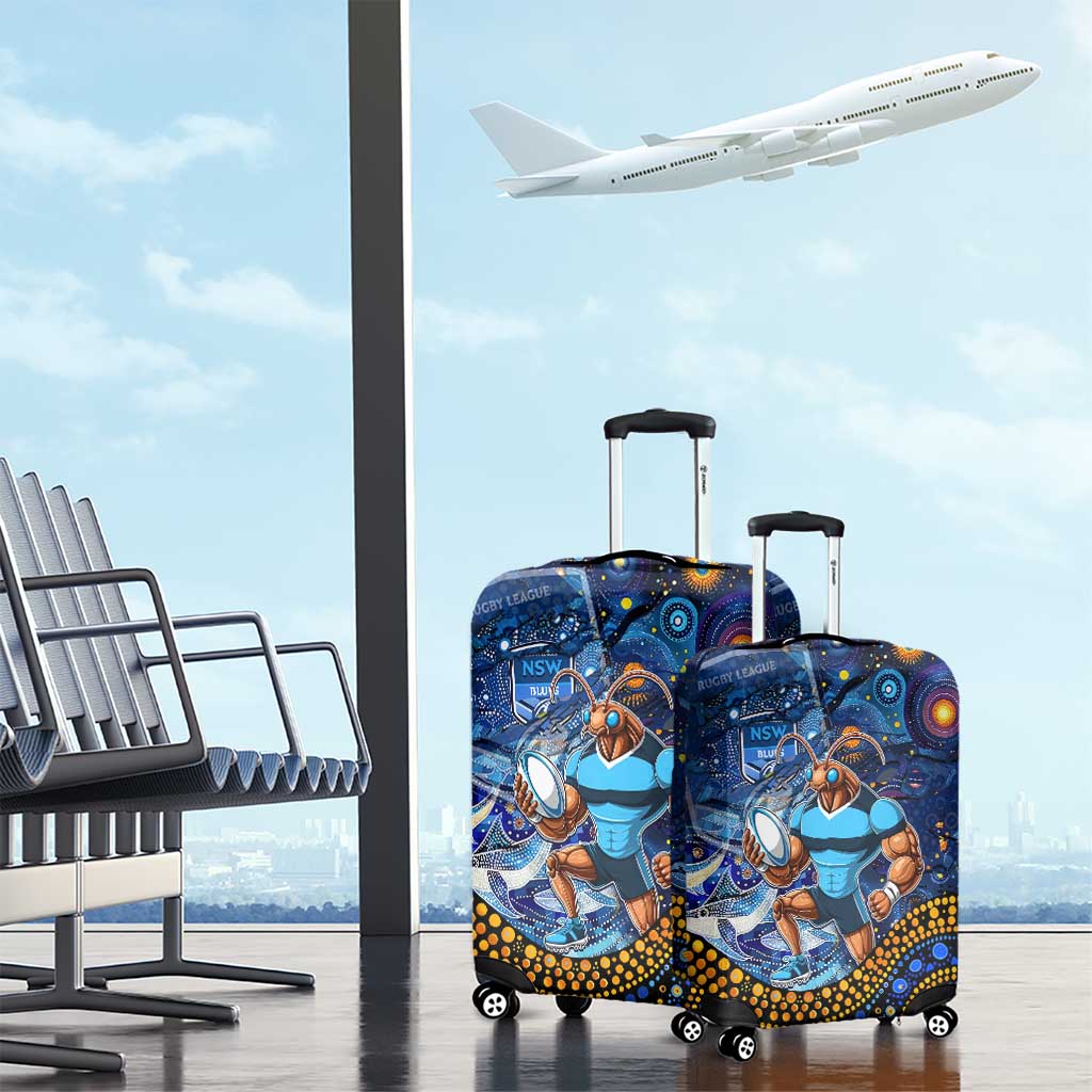 Mascot NSW Blues Rugby Luggage Cover Aboriginal Galaxy