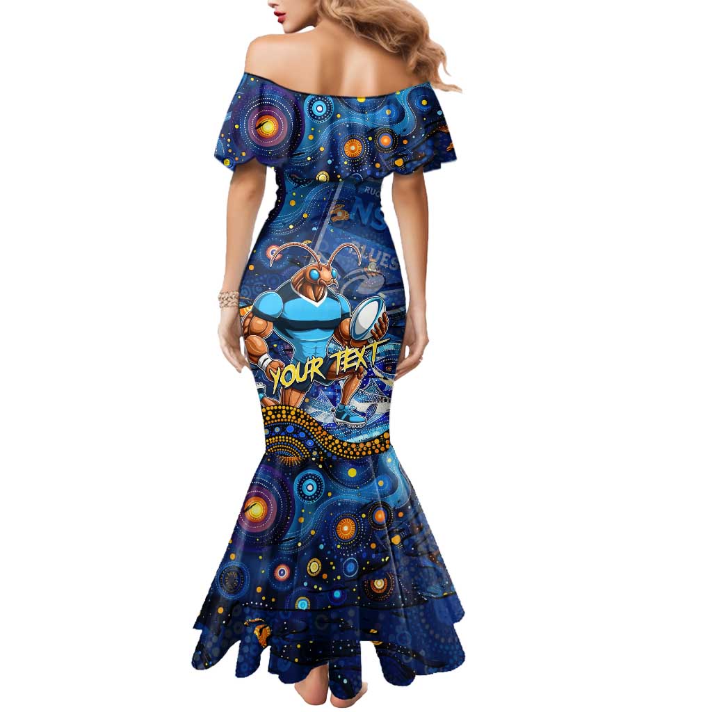 Personalised Mascot NSW Blues Rugby Mermaid Dress Aboriginal Galaxy
