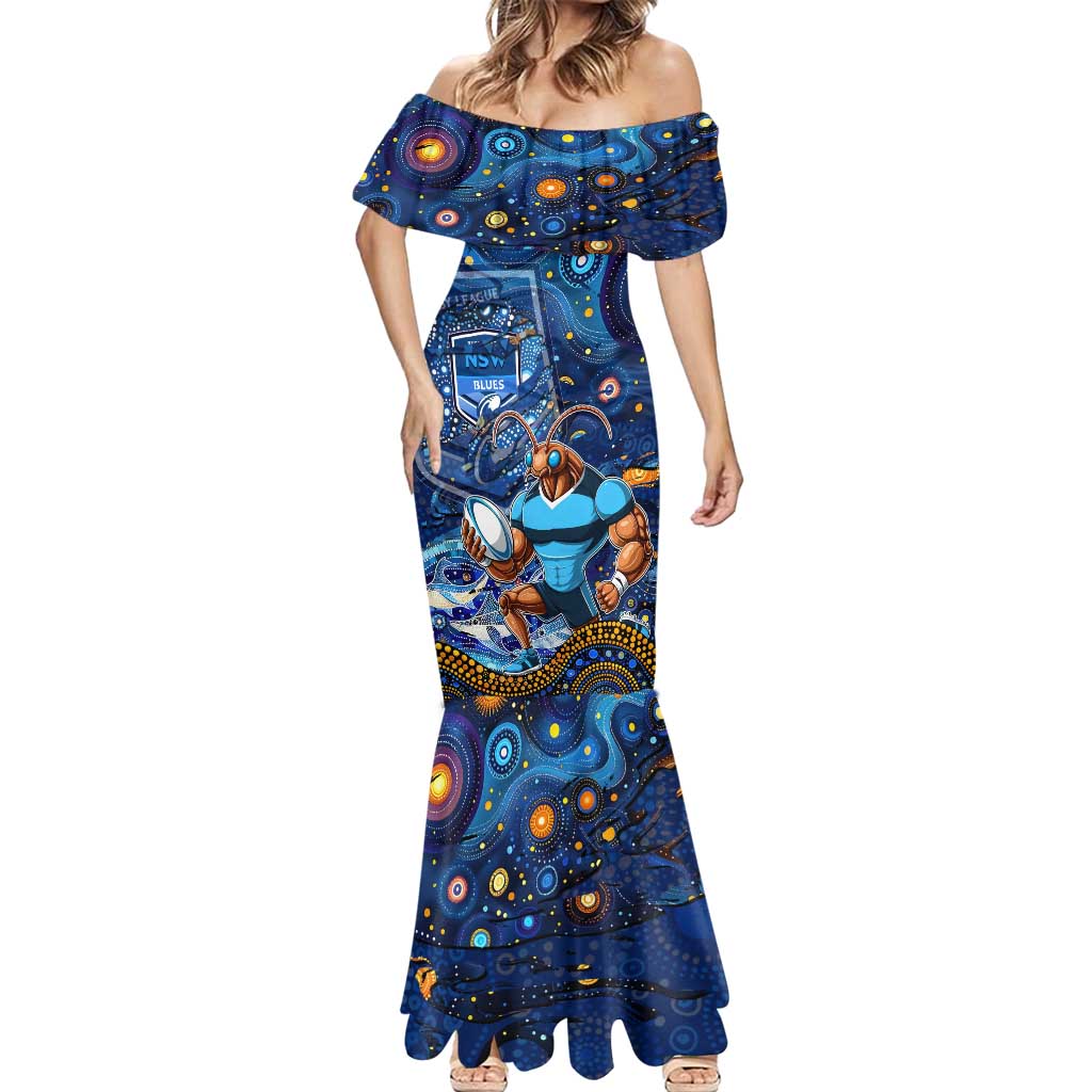 Personalised Mascot NSW Blues Rugby Mermaid Dress Aboriginal Galaxy