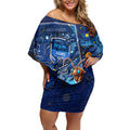 Personalised Mascot NSW Blues Rugby Off Shoulder Short Dress Aboriginal Galaxy