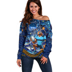 Personalised Mascot NSW Blues Rugby Off Shoulder Sweater Aboriginal Galaxy