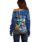 Personalised Mascot NSW Blues Rugby Off Shoulder Sweater Aboriginal Galaxy