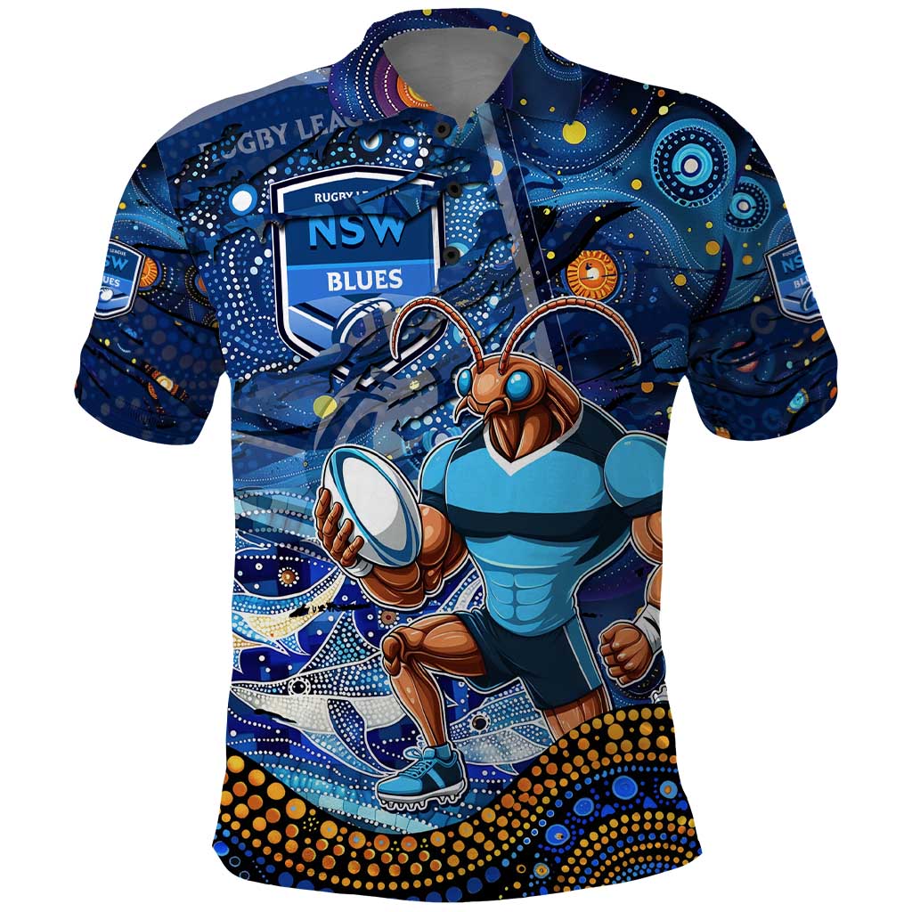 Personalised Mascot NSW Blues Rugby Polo Shirt Aboriginal Galaxy