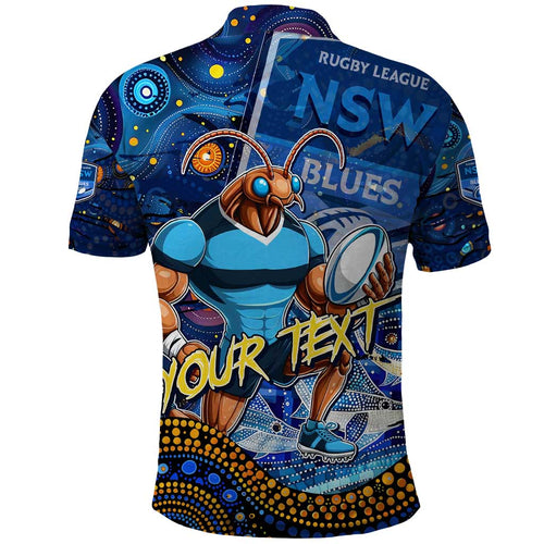 Personalised Mascot NSW Blues Rugby Polo Shirt Aboriginal Galaxy