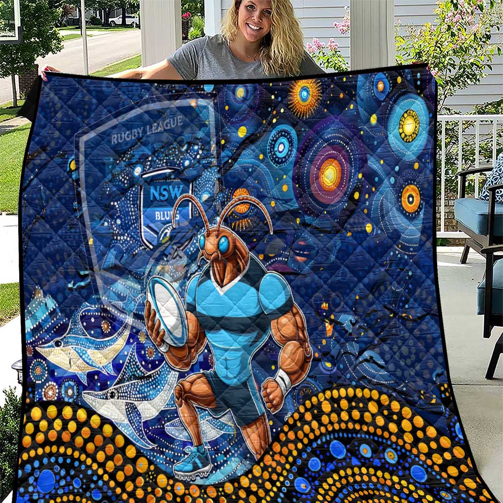 Mascot NSW Blues Rugby Quilt Aboriginal Galaxy
